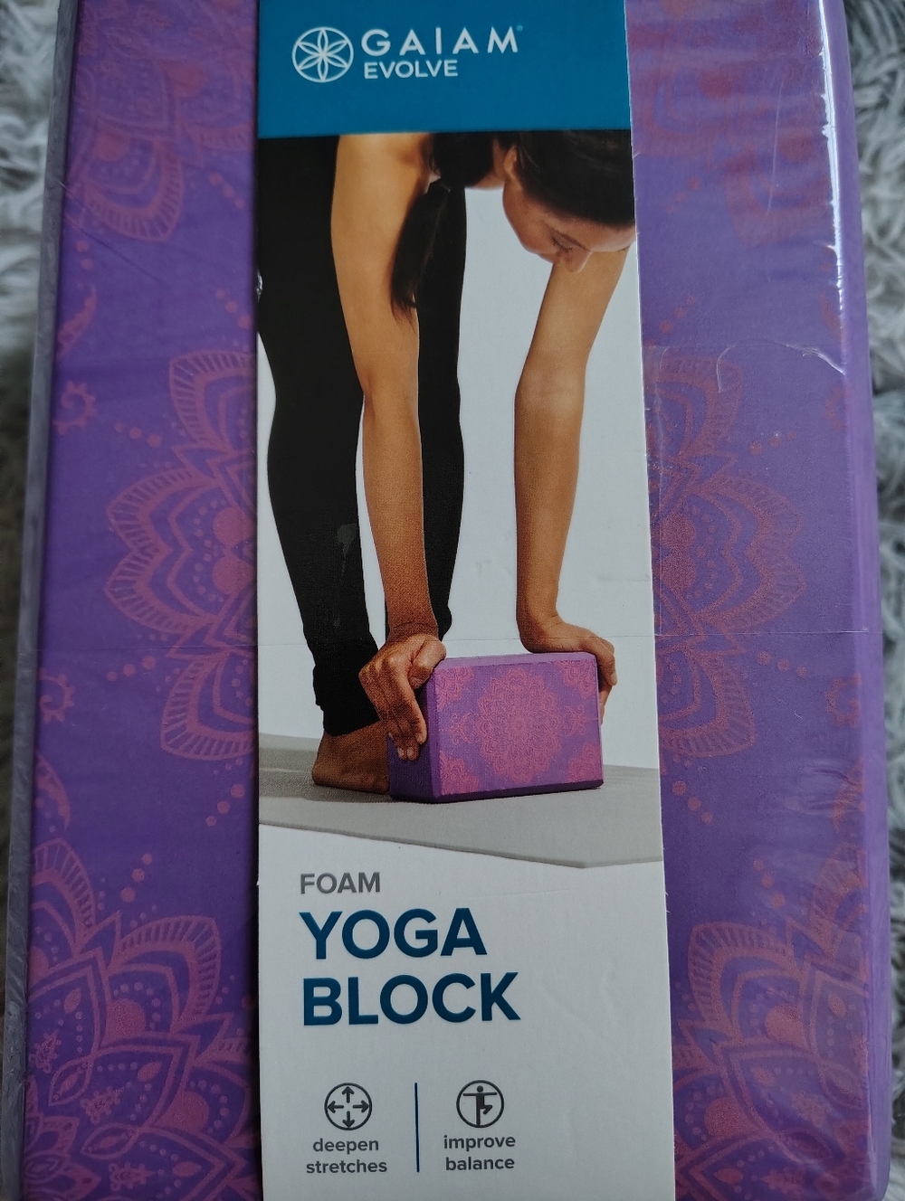 *NWT* Gaiam Evolve Purple Foam Yoga Block Mandala Design - Picture 4 of 4
